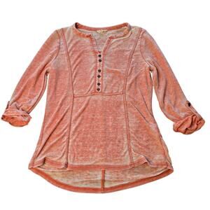 Jane and Delancey Shirt Womens Small Henley Long Sleeve Pullover Button Boho Top